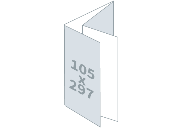 Folded flyer 1/4 A3 - 3D Foil: 414x297 / 105x297 mm - Parallel fold (D2)