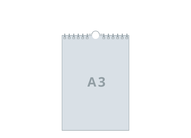 Wall calendar A3: 297x420 mm - portrait, Wire-o binding (D2)