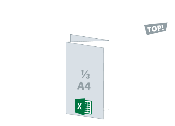 Folded flyer 3 x 1/3-A4 -VDP: 297x210 / 99x210 mm - Z fold (D4)