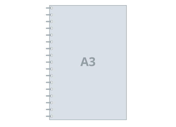 Notebook A3 - Eco: 297x420 / 594x420 mm, wire-o binding (D2)