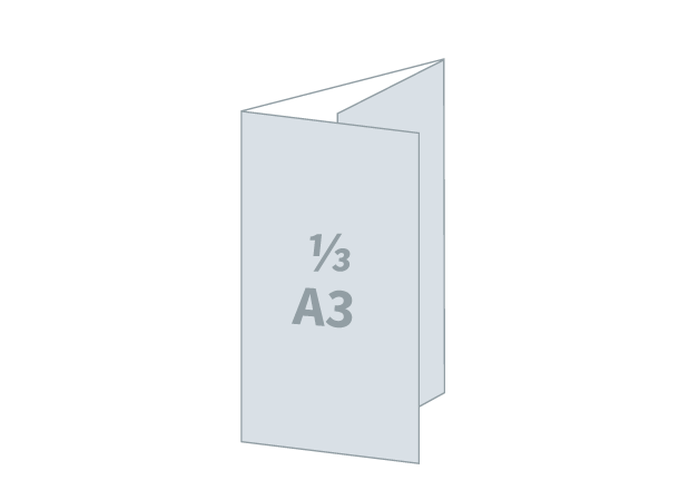 Folded Flyer 3 x 1/3 A3 - 3D UV Spot: 420x297 / 140x297 mm - C fold (D2)