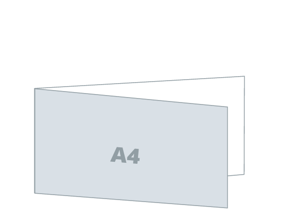 Folded flyer 2 x A4 - 3D Foil: 594x210 / 297x210 mm - V fold (D2)