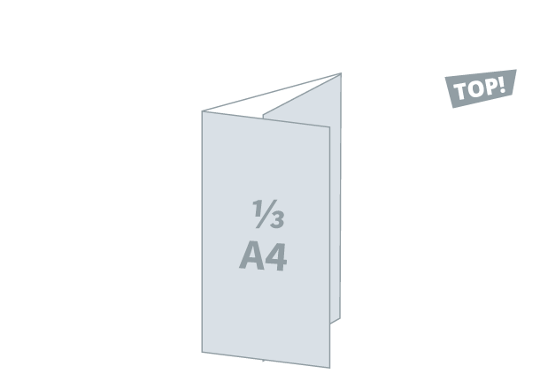 Folded Flyer 1/3 A4 - Premium: 297x210 / 99x210 mm - C fold (D4)