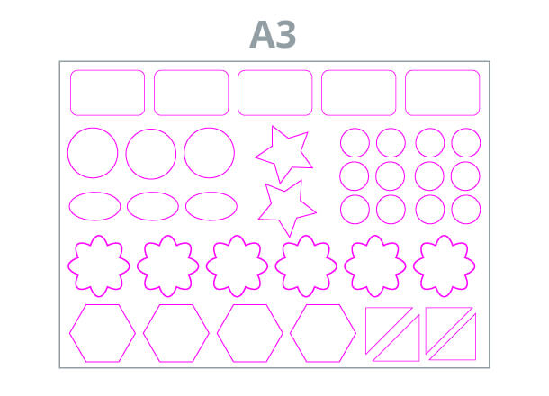 Stickers on sheet A3 - Multiple: Cnc-Cut