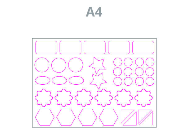 Stickers on sheet A4 - Multiple: Cnc-Cut