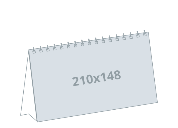 Desk Calendar A5: 210x148 mm - landscape, Spiral Bound (D9)