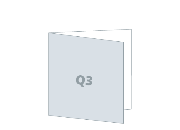Folded flyer 2 x Q3 - 3D Foil: 594x297 / 297x297 mm - V fold (D1)