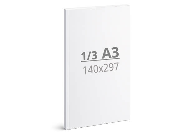 Brochure 1/3 A3: 140x297 mm - Softcover / Thread sewing (D2)