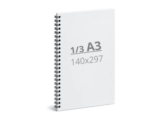 Notebook 1/3 A3: 140x297 / 280x297 mm, wire-o binding (D6)