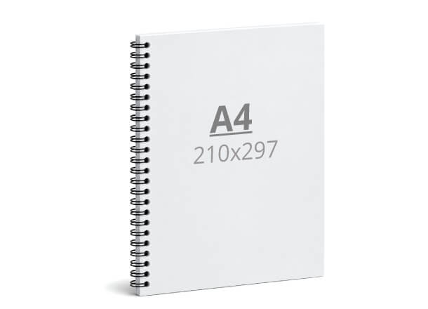 Notebook A4: 210x297 / 420x297 mm, Hardcover, wire-o binding (D4)